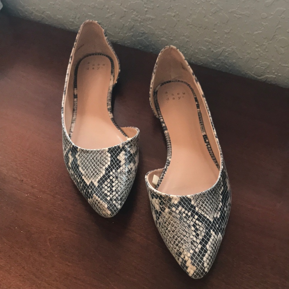 A new day snake print pointy toe flats